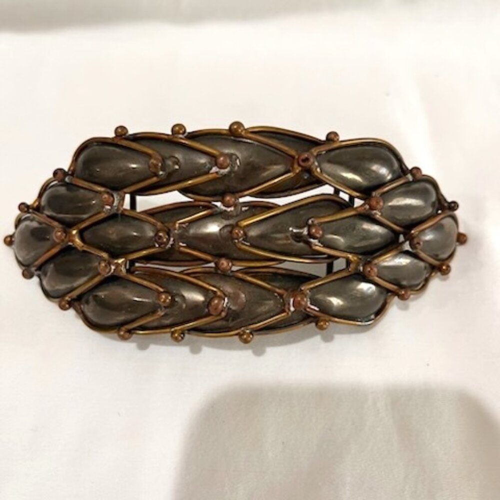 Vintage Belt Buckle Metal Women's  Large 6” Gray Gold- 1970's